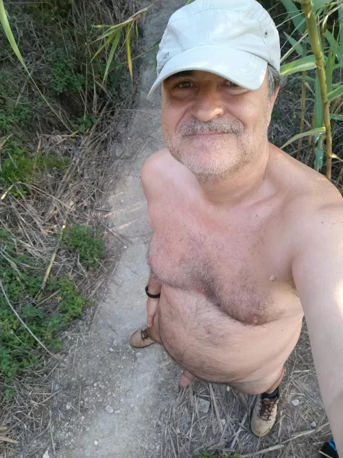 Nudist hiking