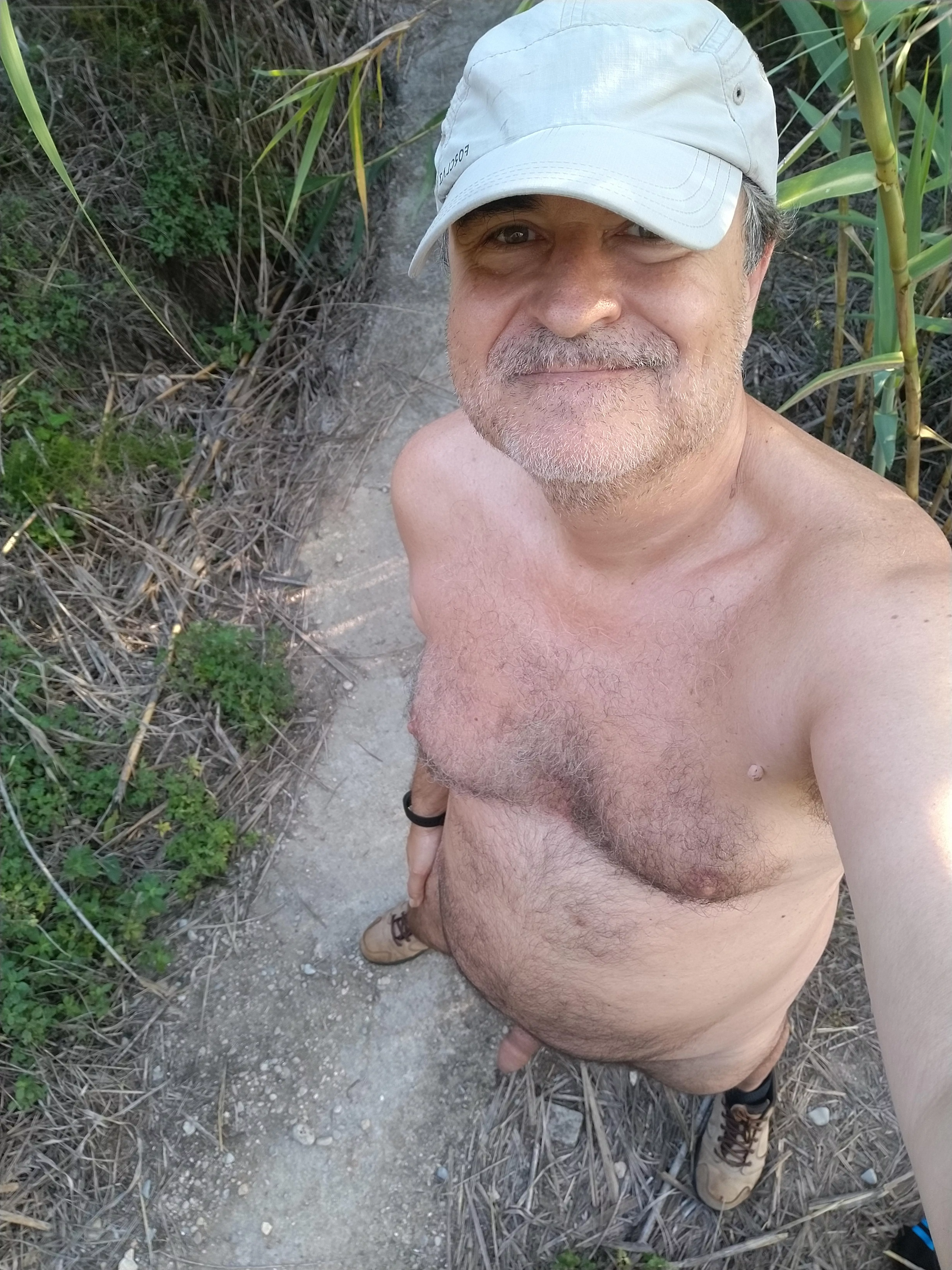 Nudist hiking