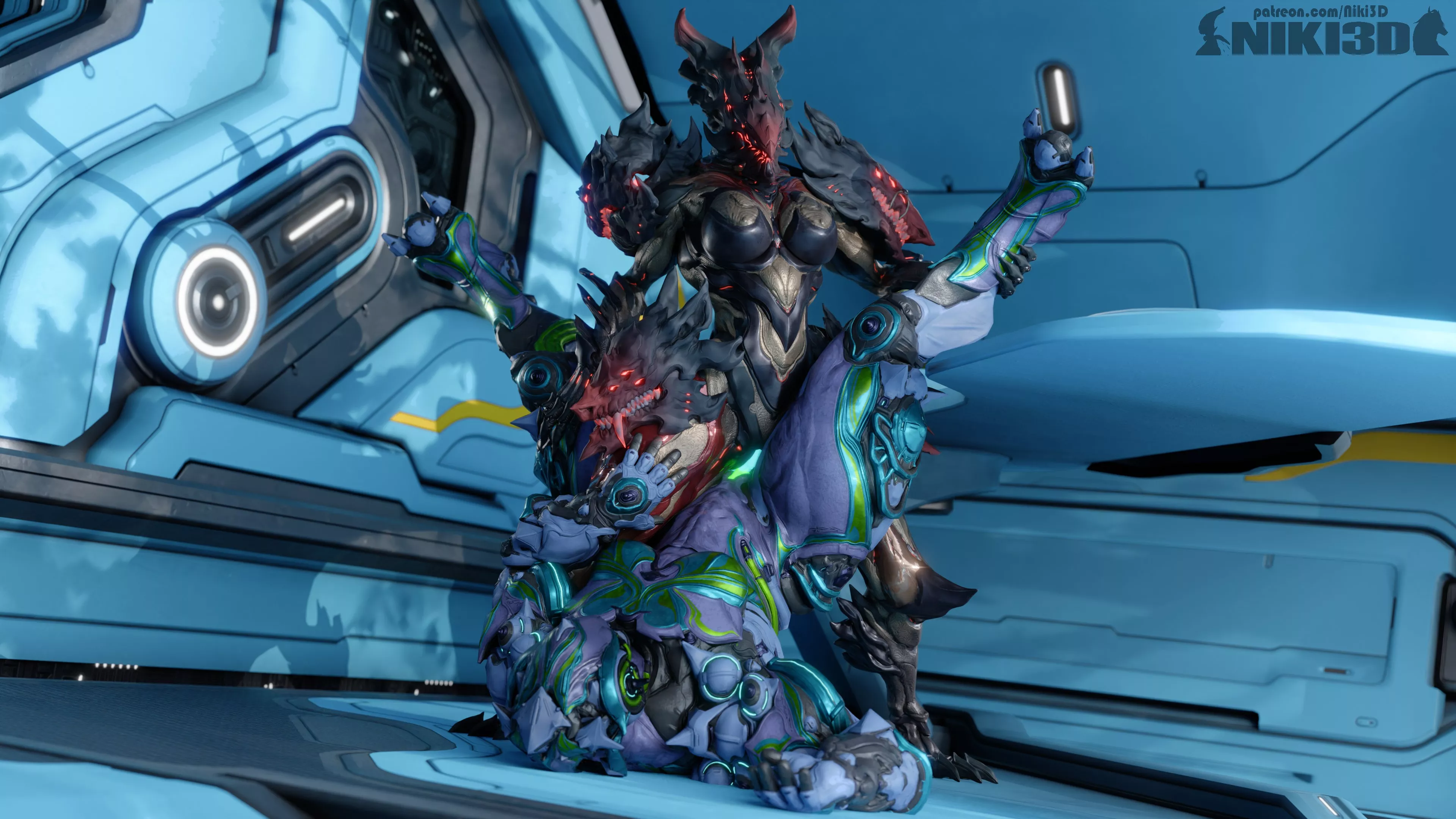 [Voruna + Hildryn] Voruna Asserting Her Dominance [Niki3d)