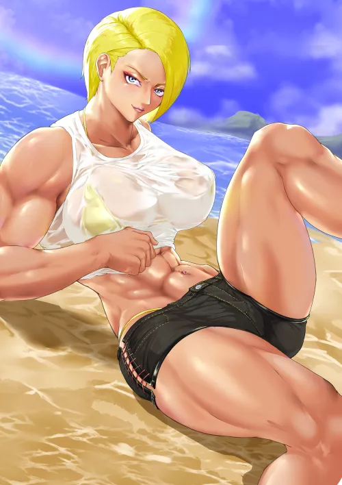 Blonde at the beach [Artist: himazin29gou]