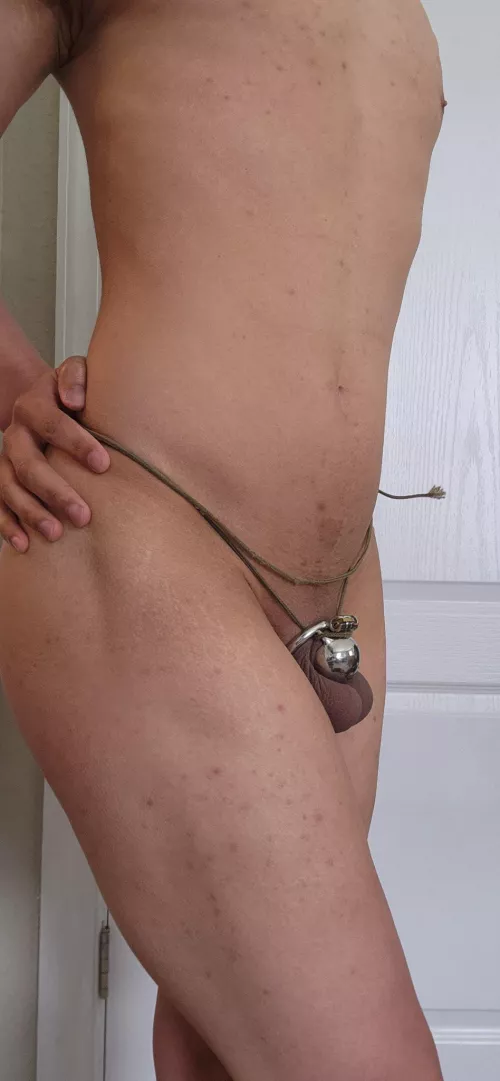 [Day 162 in chastity] Would you unlock me or rail me until I cum with the cage on? 😖😖