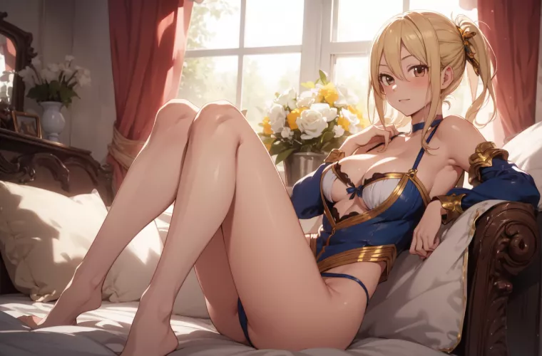 lucy heartfilia in bed (pixai)