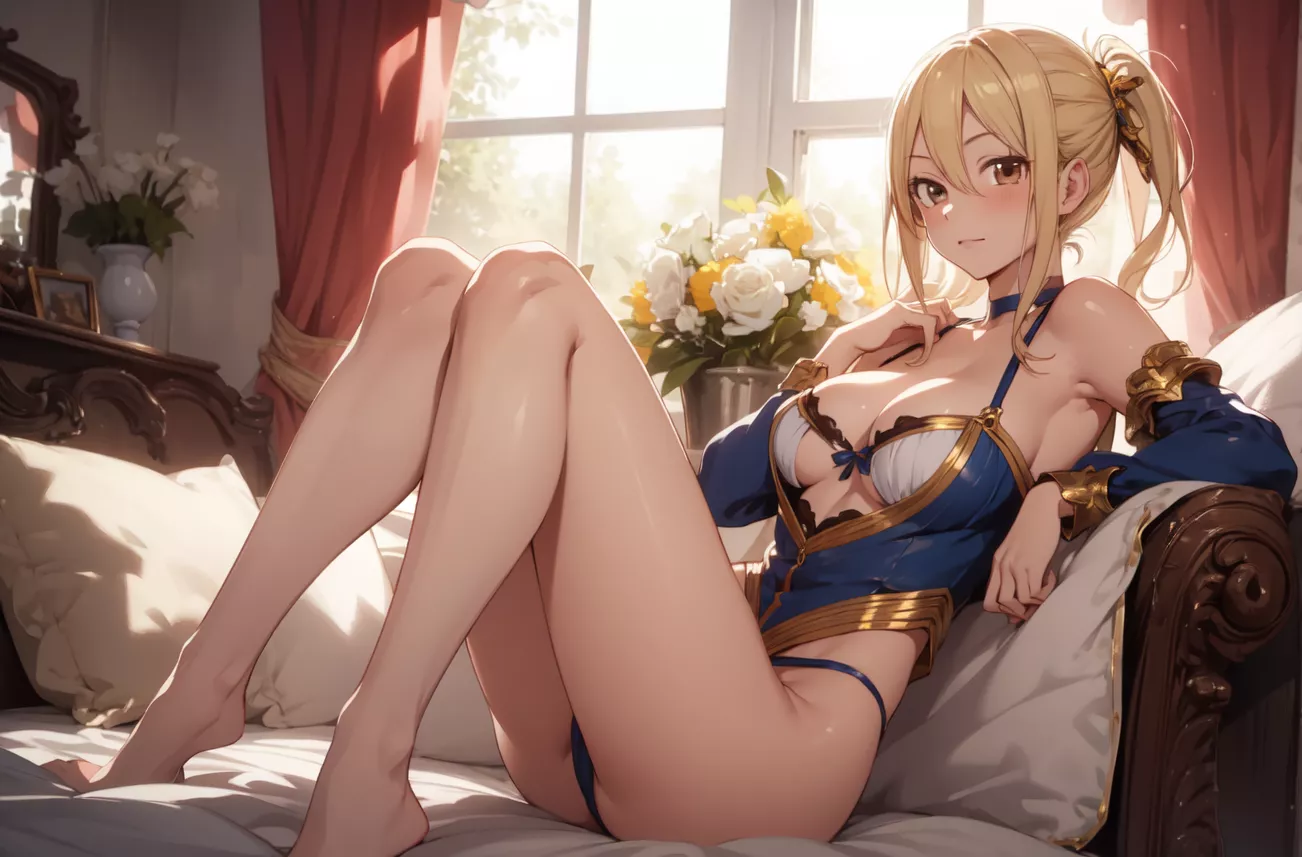 lucy heartfilia in bed (pixai)