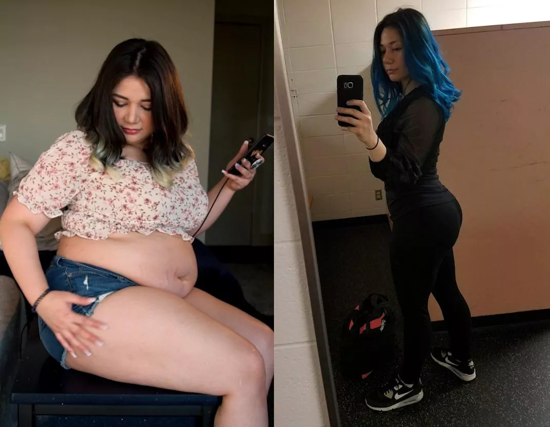 I was desperately trying to stay fit in the right pic 😅