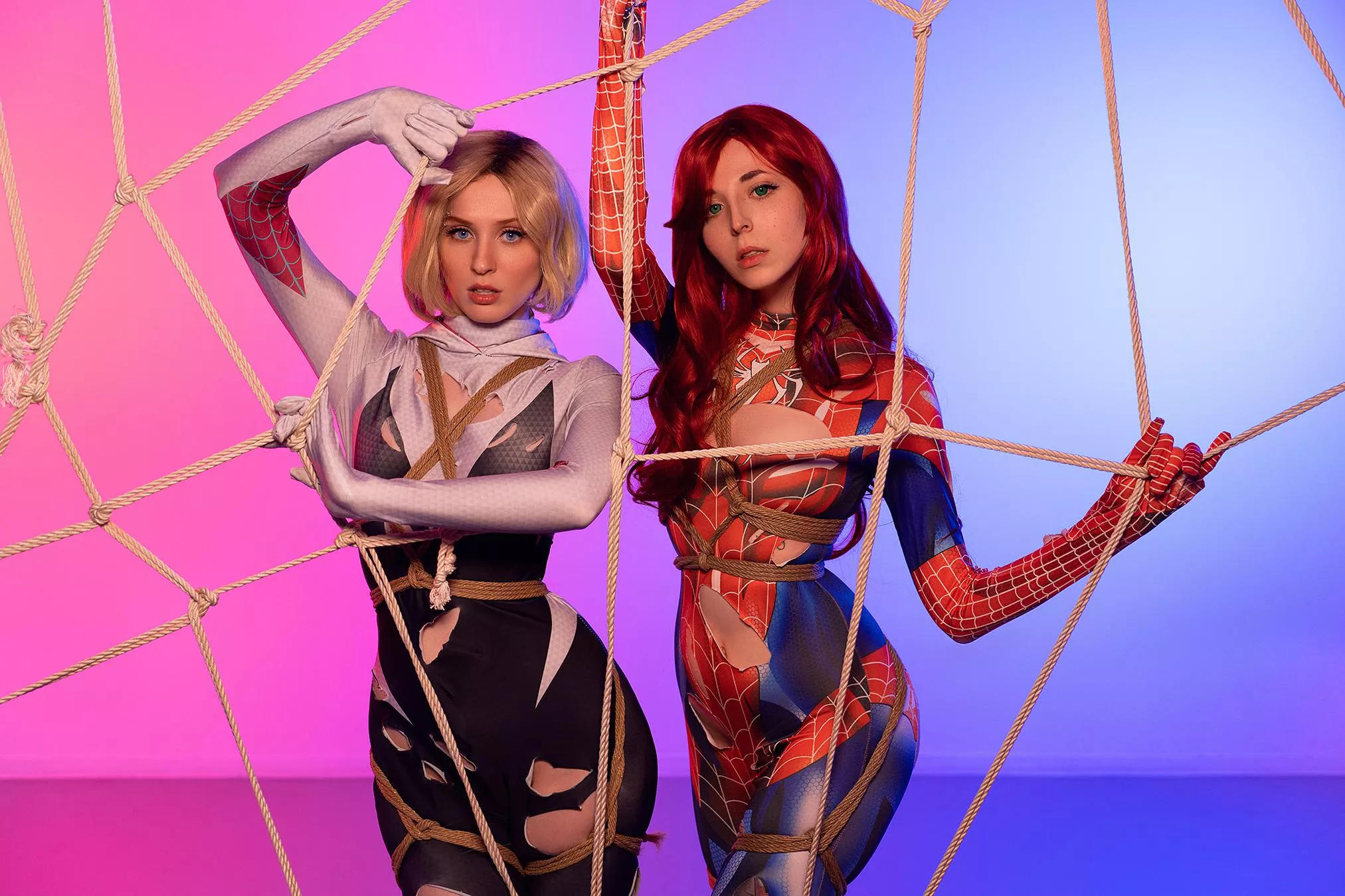 Spider Gwen by Maria Muller, spider Mary-Jane by sib.mouse