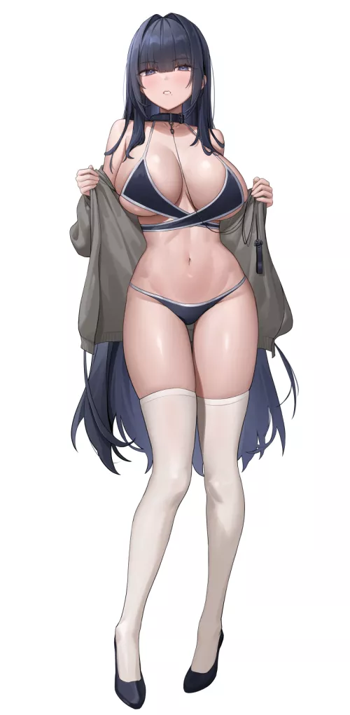 White Thigh-Highs & Leash