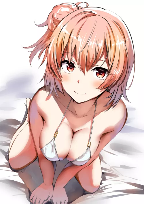Yuigahama Yui Shows Off her Cleavage in Skimpy White Bikini [Oregairu] (Belko)