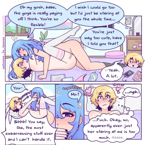 Boyfriend who gets shy really easily X girlfriend who constantly compliments him 😳💙 [OC]