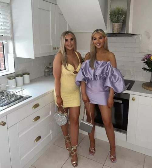 Dressed up but who are you taking, yellow or purple?