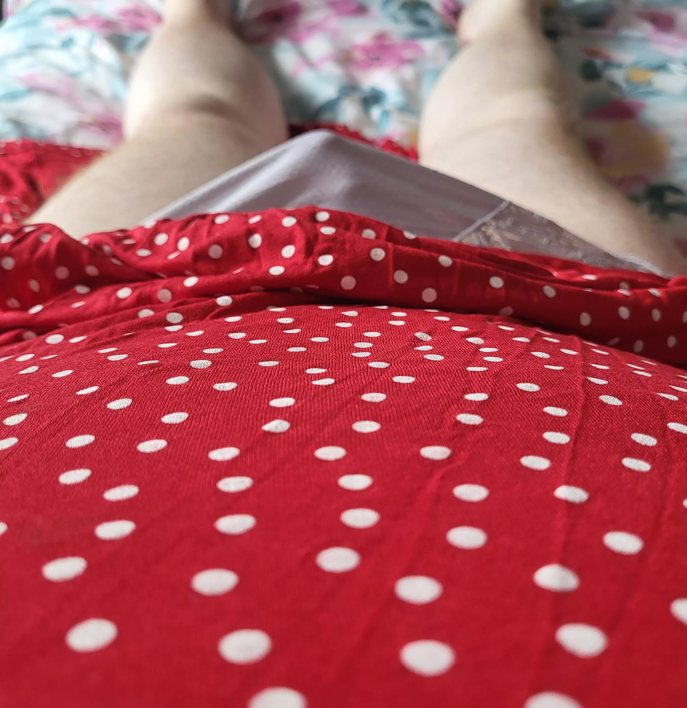 Getting excited in dress and panties