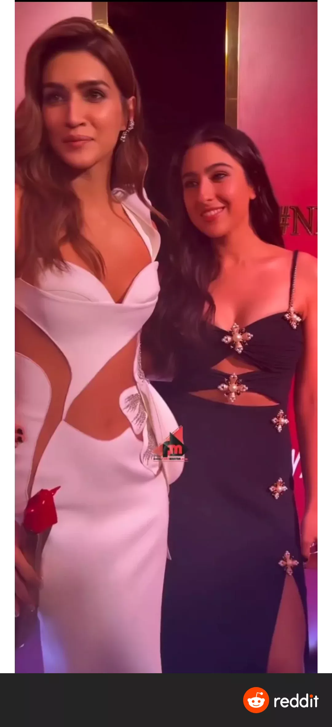Indian actresses Kriti Sanon (white) and Sara Ali Khan (black)