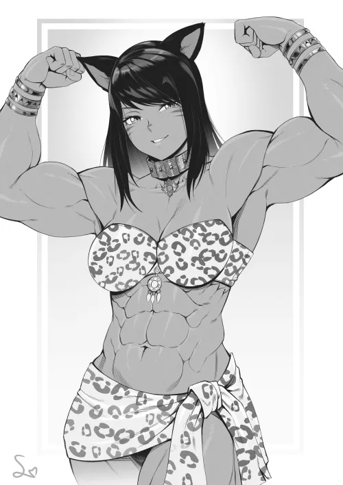 Muscular catgirl [Artist: SpeedL00ver]