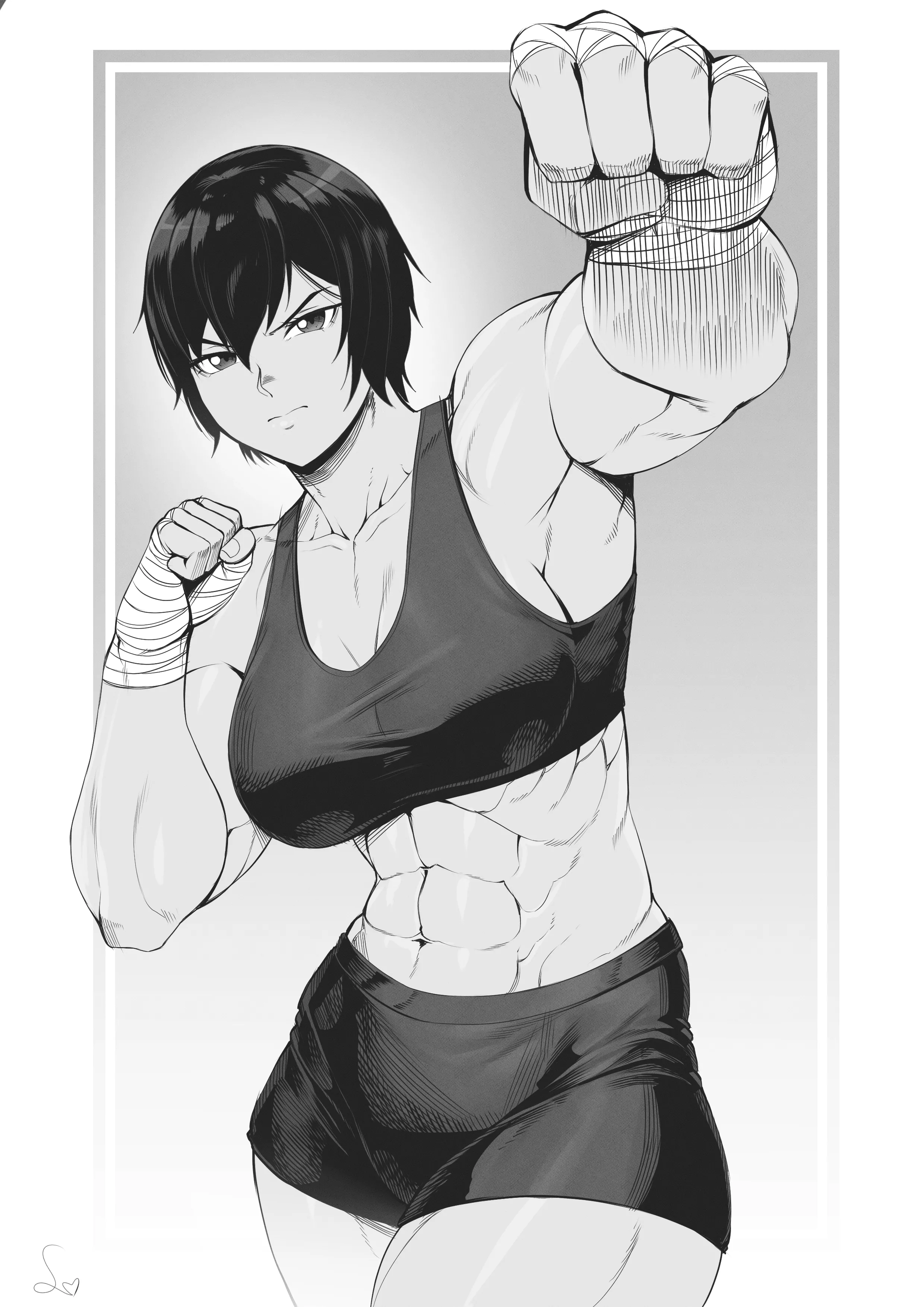 Muscular girl punch [Artist: SpeedL00ve]
