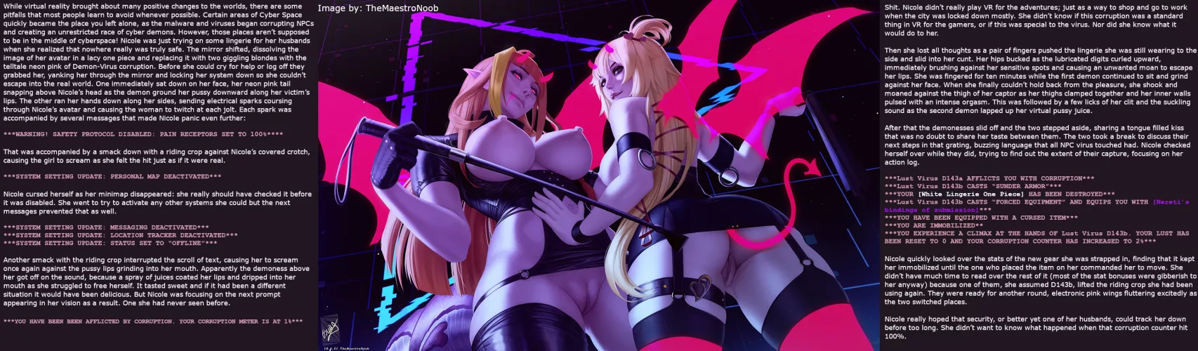 Sci-Fi 07: The Dangers of Virtual Reality [image by: TheMaestroNoob] [Lesbian] [Kidnapping] [Bondage] [Virtual] [Demon] [Virus] [BDSM] [Face Sitting] [Fingering]