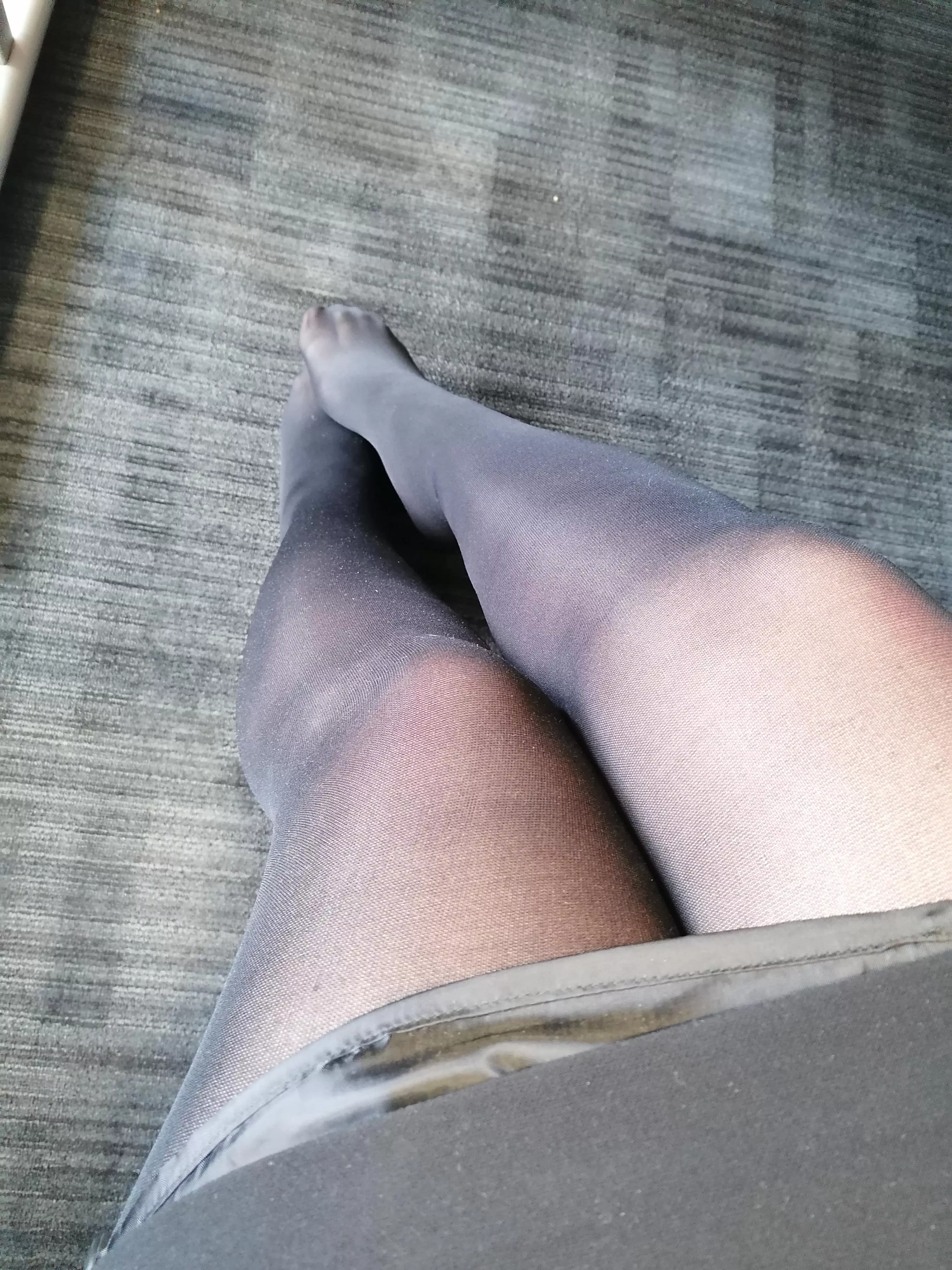 In the office...feeling sexy in my panty hose