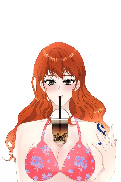 Nami doing the bubbletea challenge (angel37100) [one piece]