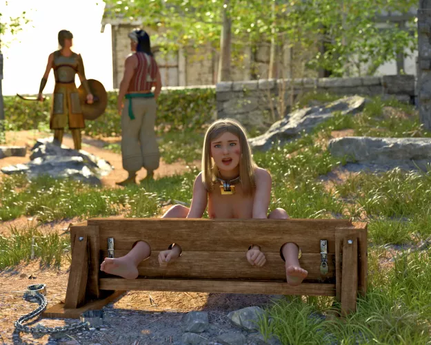 Slave in the Village Stocks