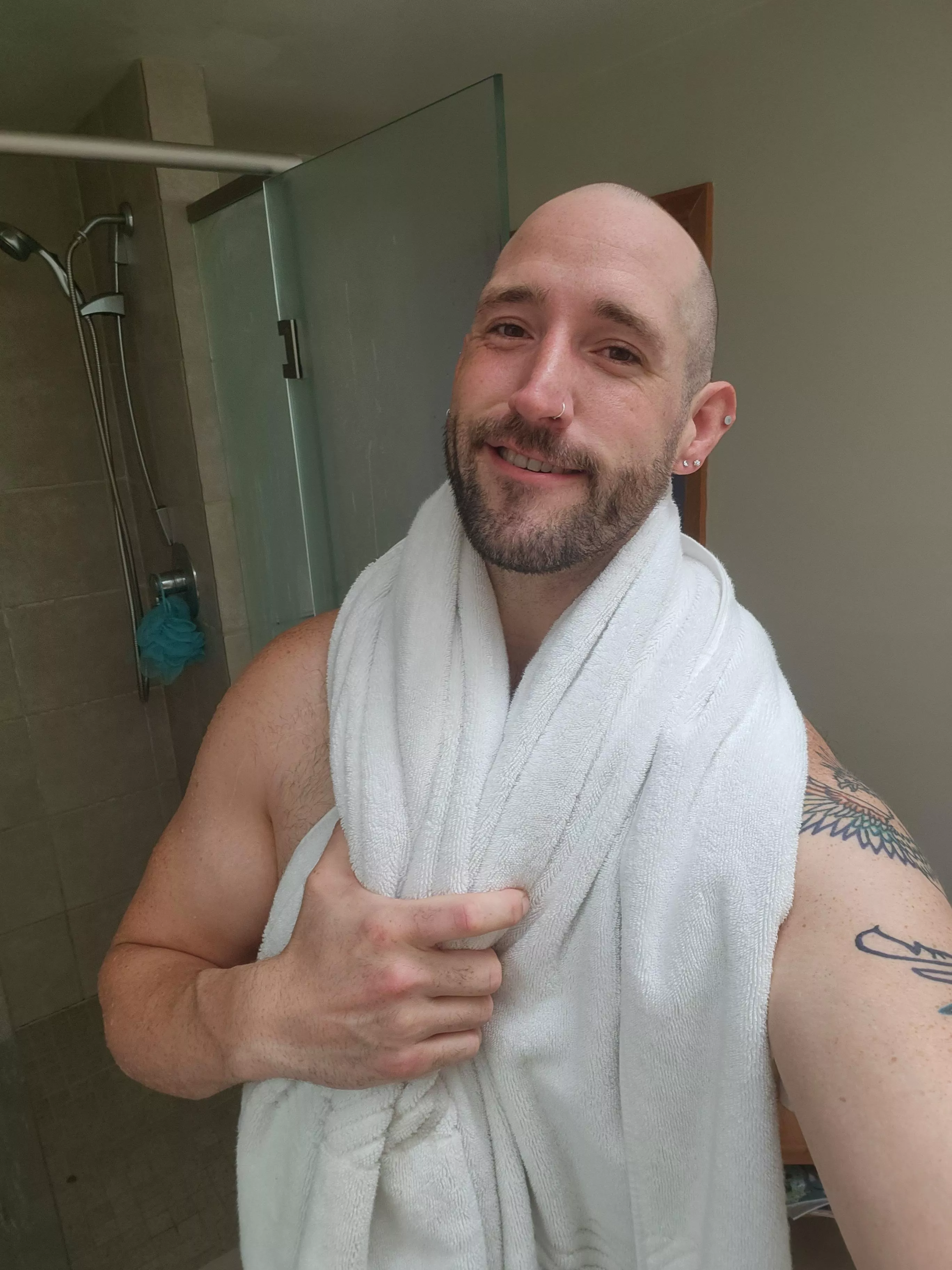 Wasn't sure about the shaved head look... But think it's here to stay for a bit... Thoughts?