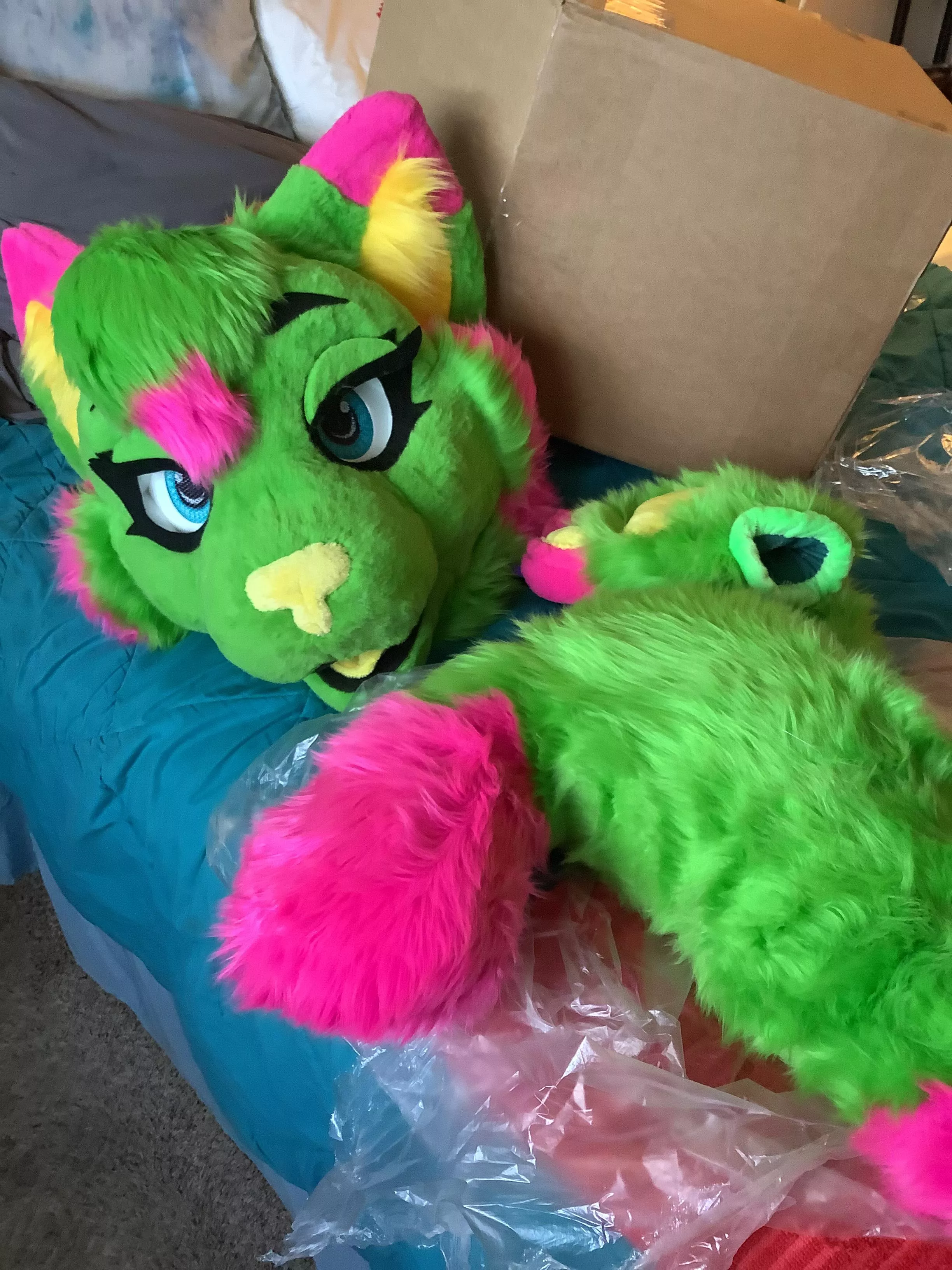 Here’s her unboxed and on my bed!