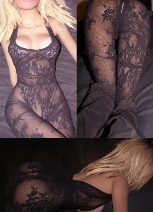 turning heads in black see-thru lingerie