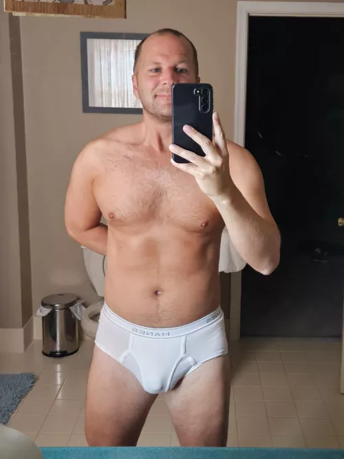Wearing new dad briefs [37]
