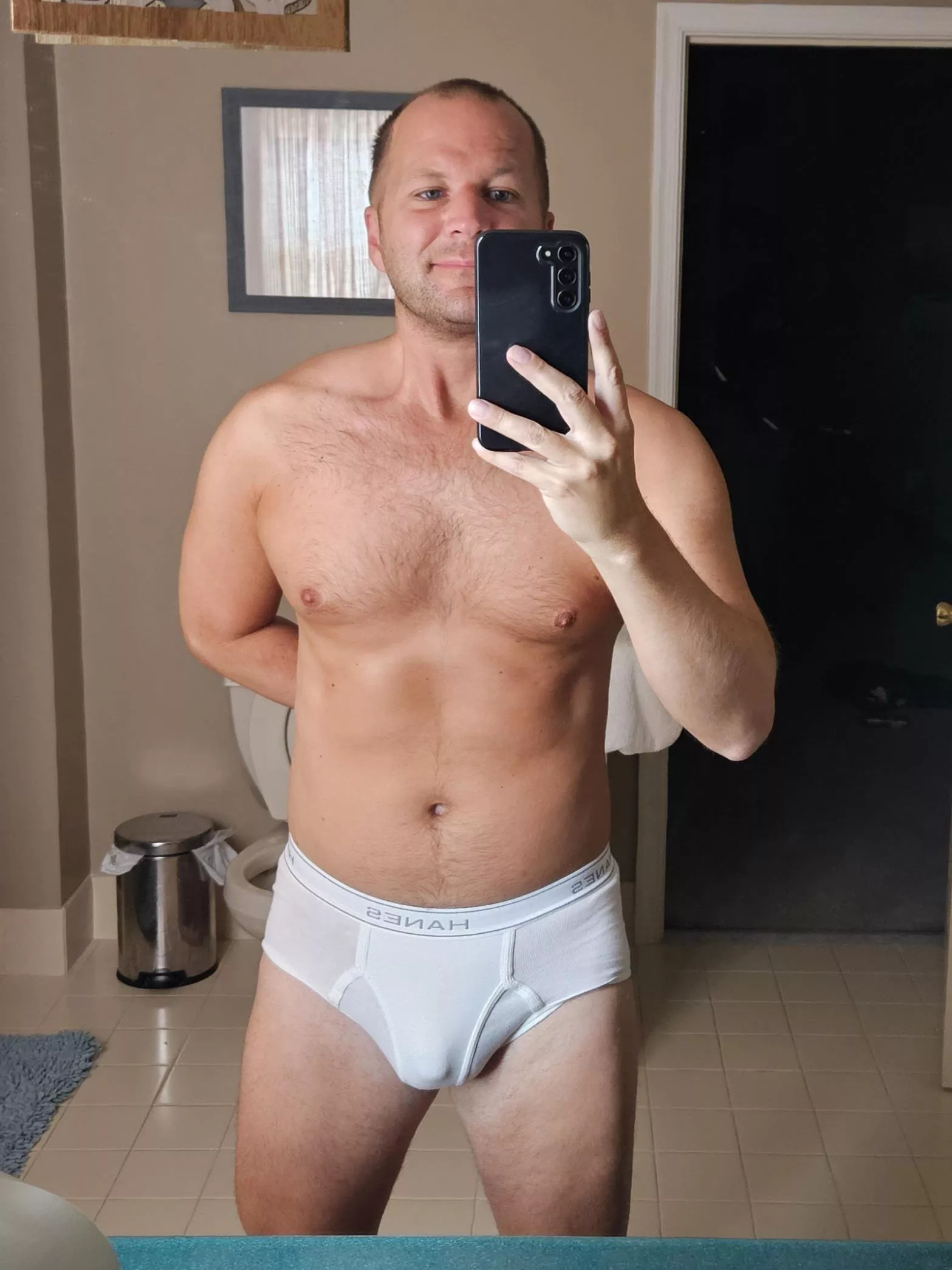 Wearing new dad briefs [37]