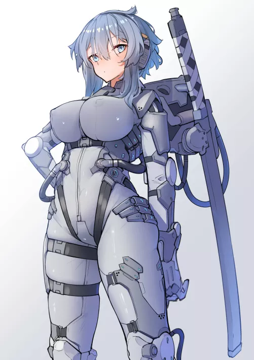 Future Samurai Girl in Tight Powersuit (Apple Field) [Original]