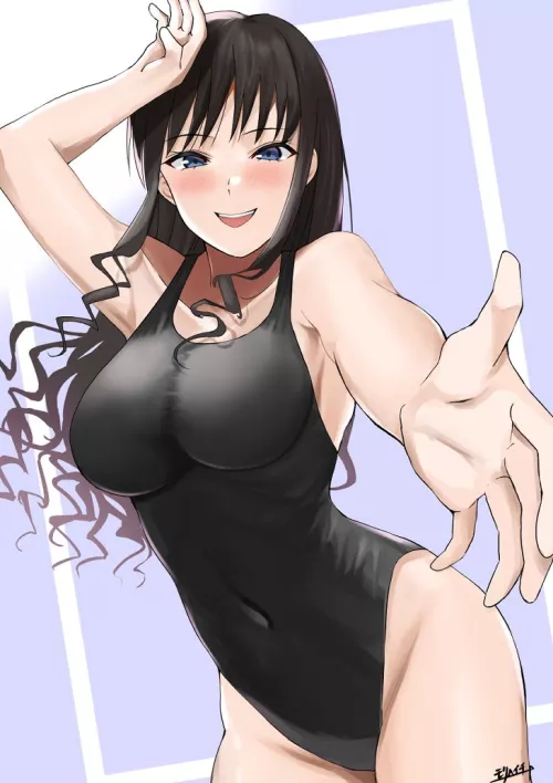 Morishima Haruka in Black School Swimsuit [Amagami SS] (Mori Heichi)