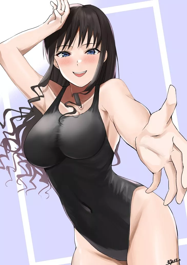 Morishima Haruka in Black School Swimsuit [Amagami SS] (Mori Heichi)