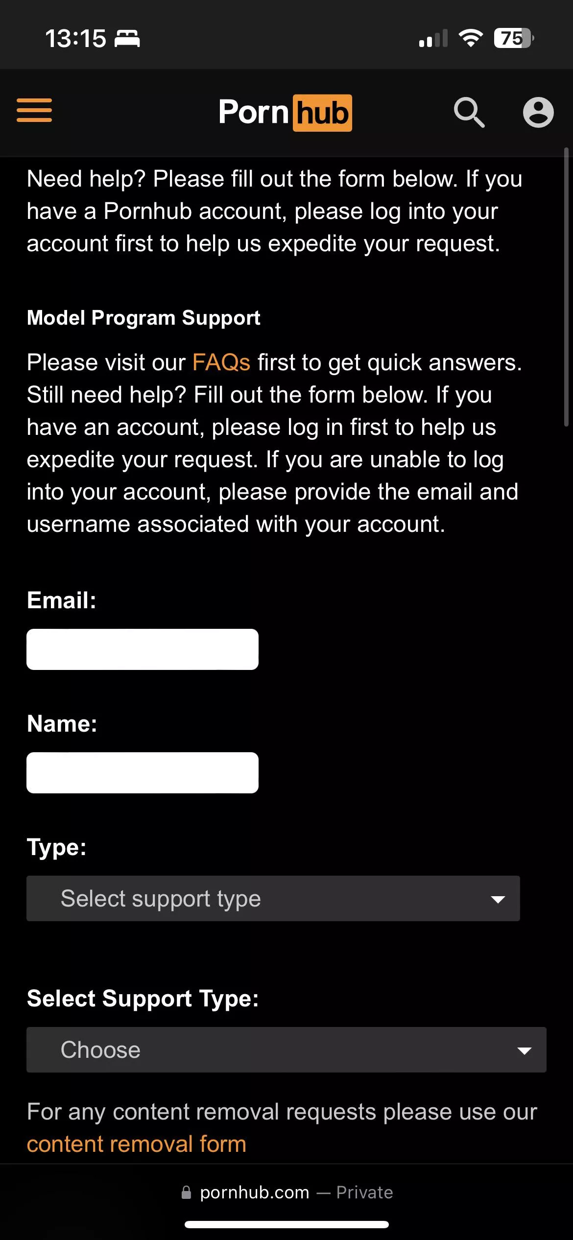 Porn hub general enquiry