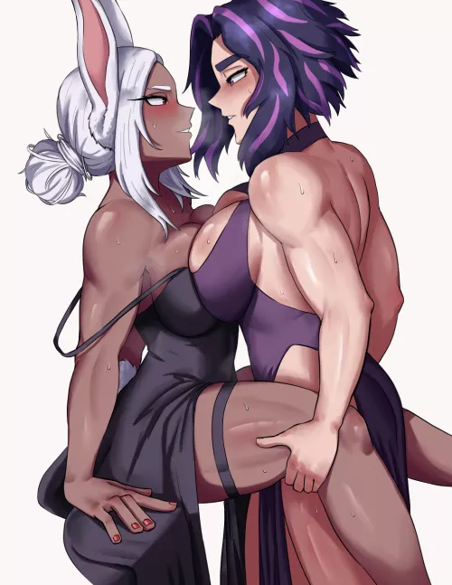 Lady NAGANT lifting MIRKO's Thighs [My Hero Academia]