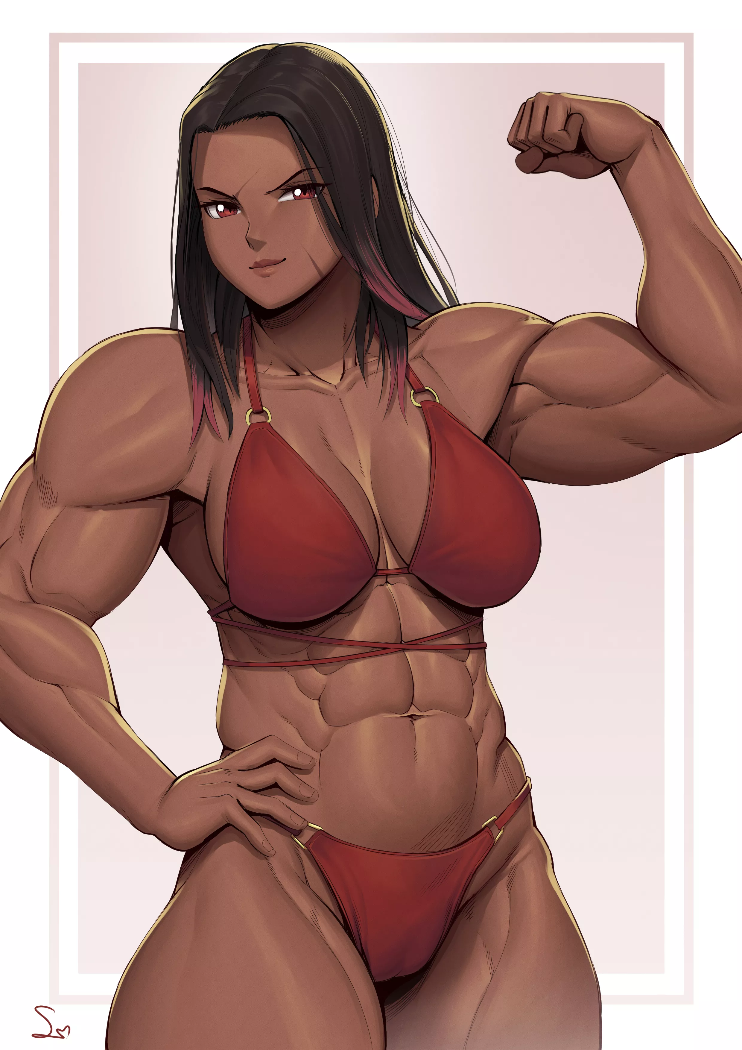 Muscular girl flexing biceps [Artist: SpeedL00ver]