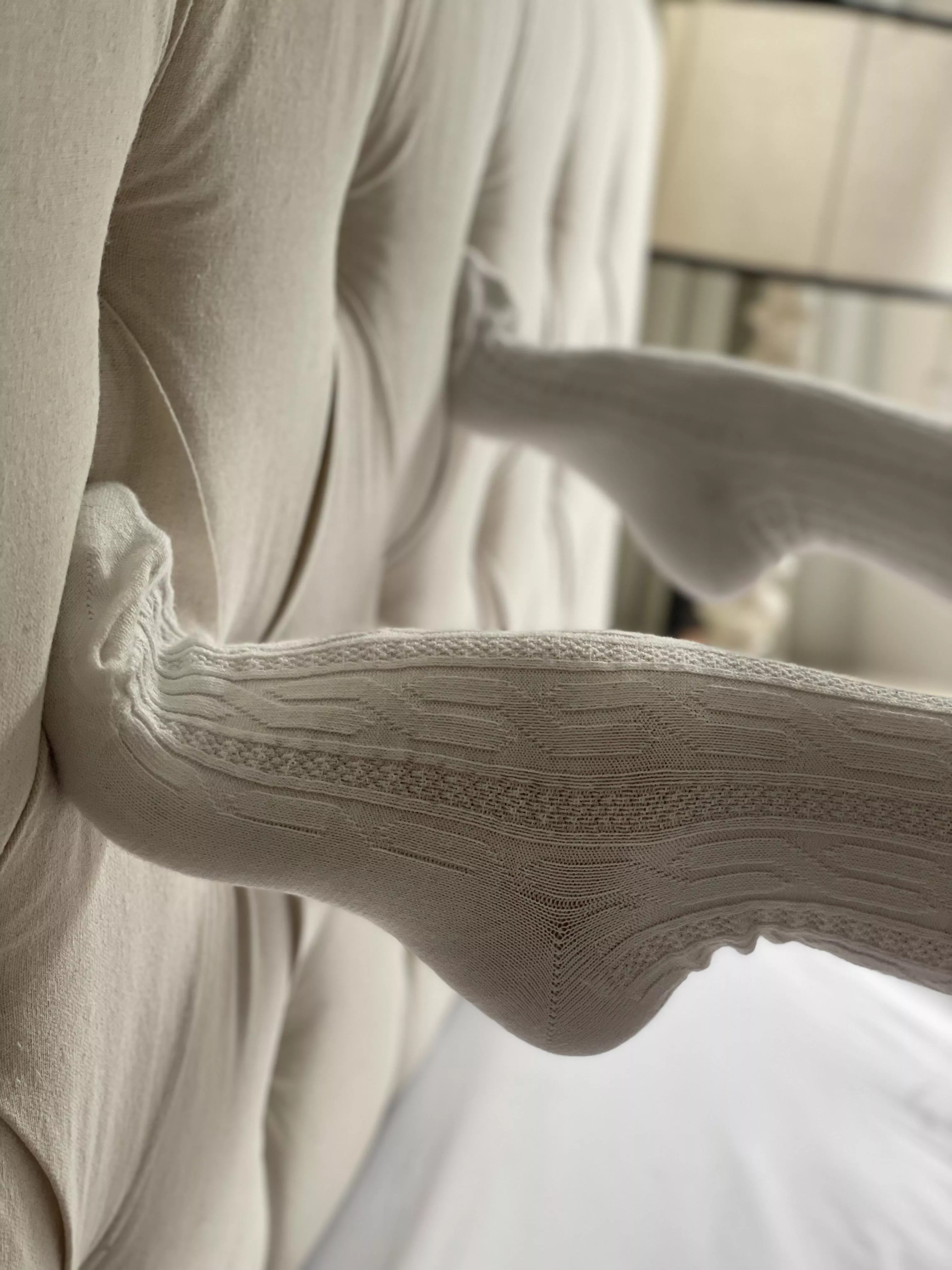 My tiny size 6’s in my favorite thigh high socks 🫦