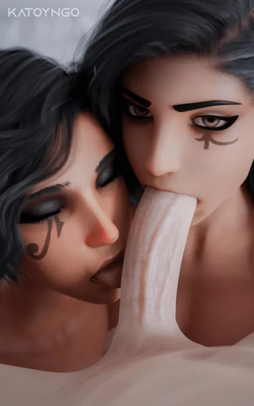 Ana and Pharah Blowjob (Katoyngo)