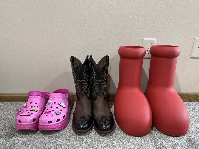 got two pairs of boots this month (had to include the Barbie clogs too)