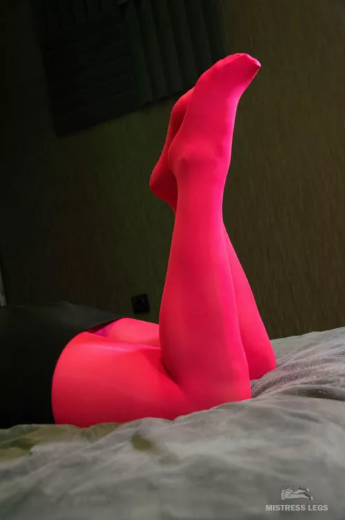 My cute legs and feet in pink opaque tights