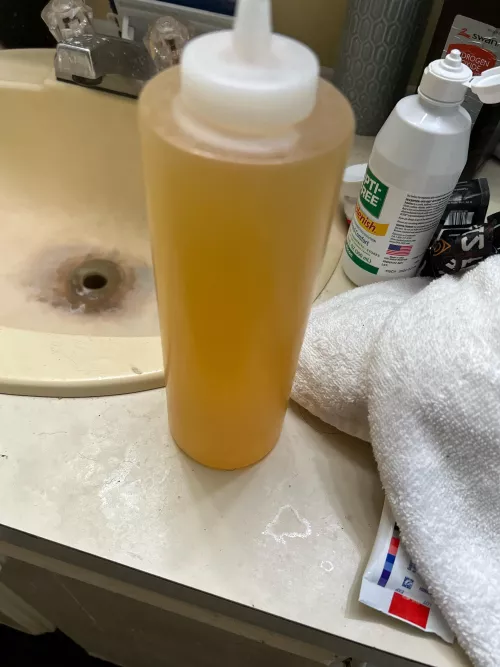 In the shower, what should I do with all this pee. 3 of my loads in here