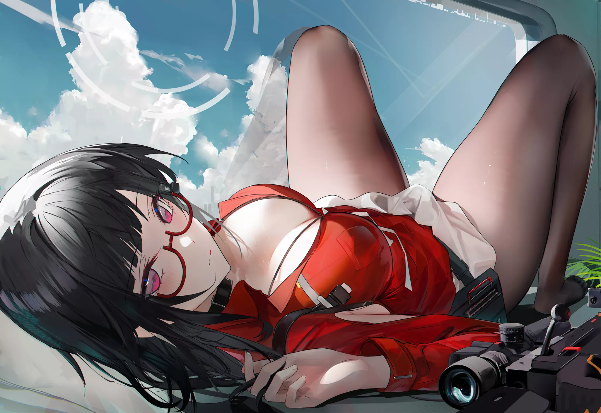Laying with her Camera