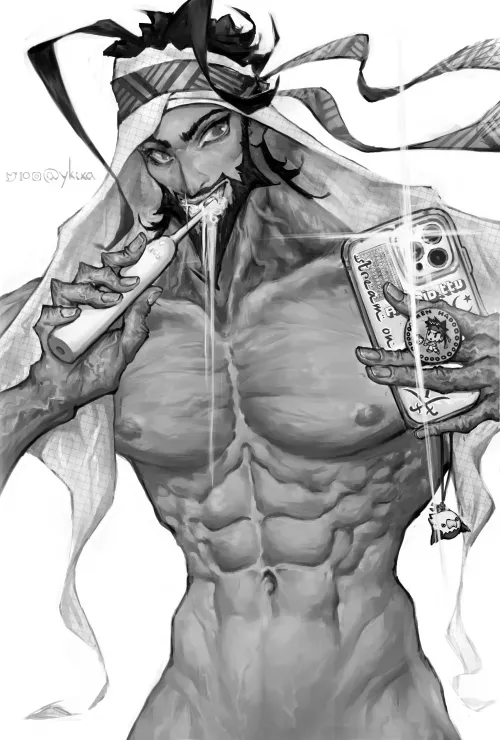 Rashid brushes his teeth and takes selfies (Ykixa)