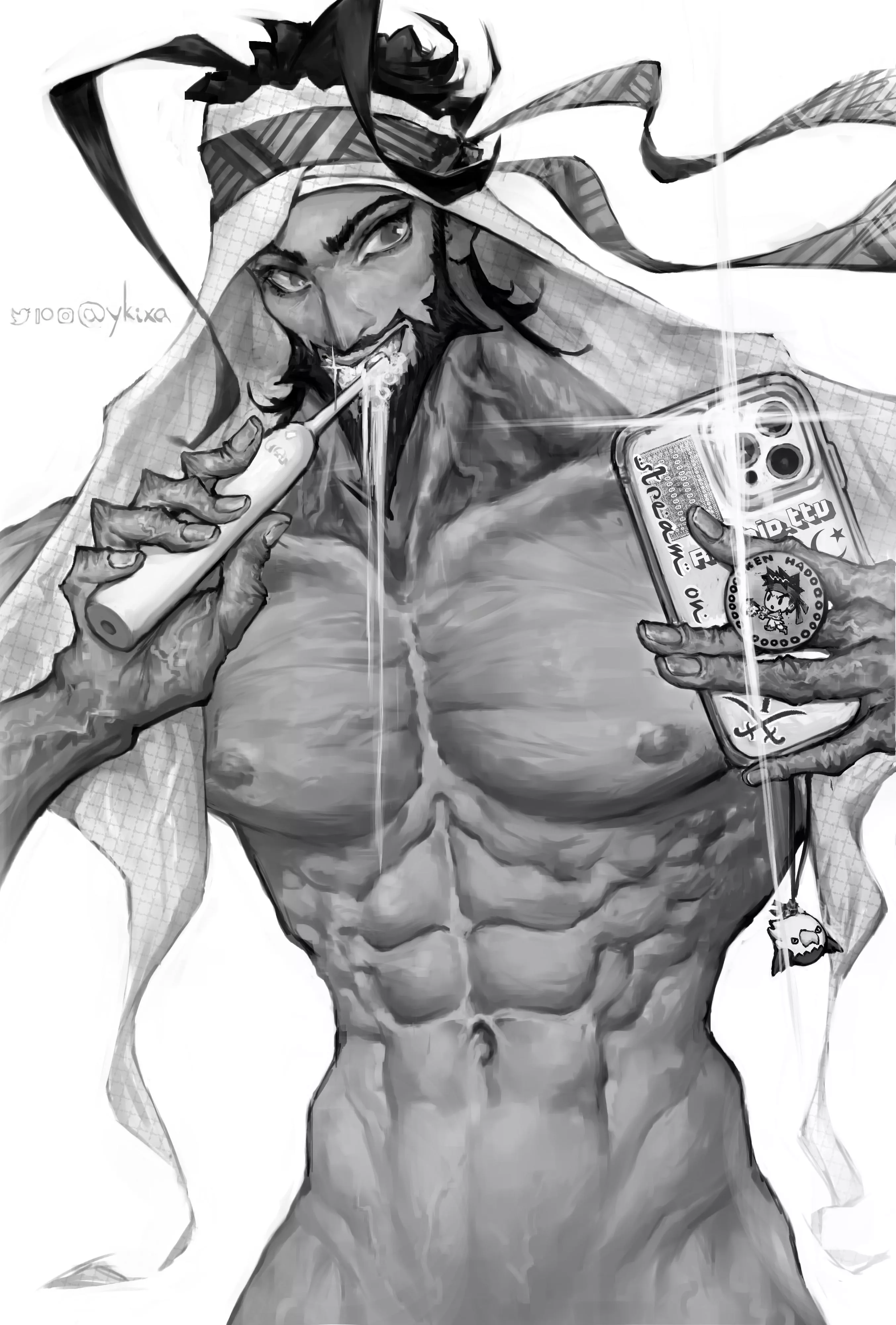 Rashid brushes his teeth and takes selfies (Ykixa)