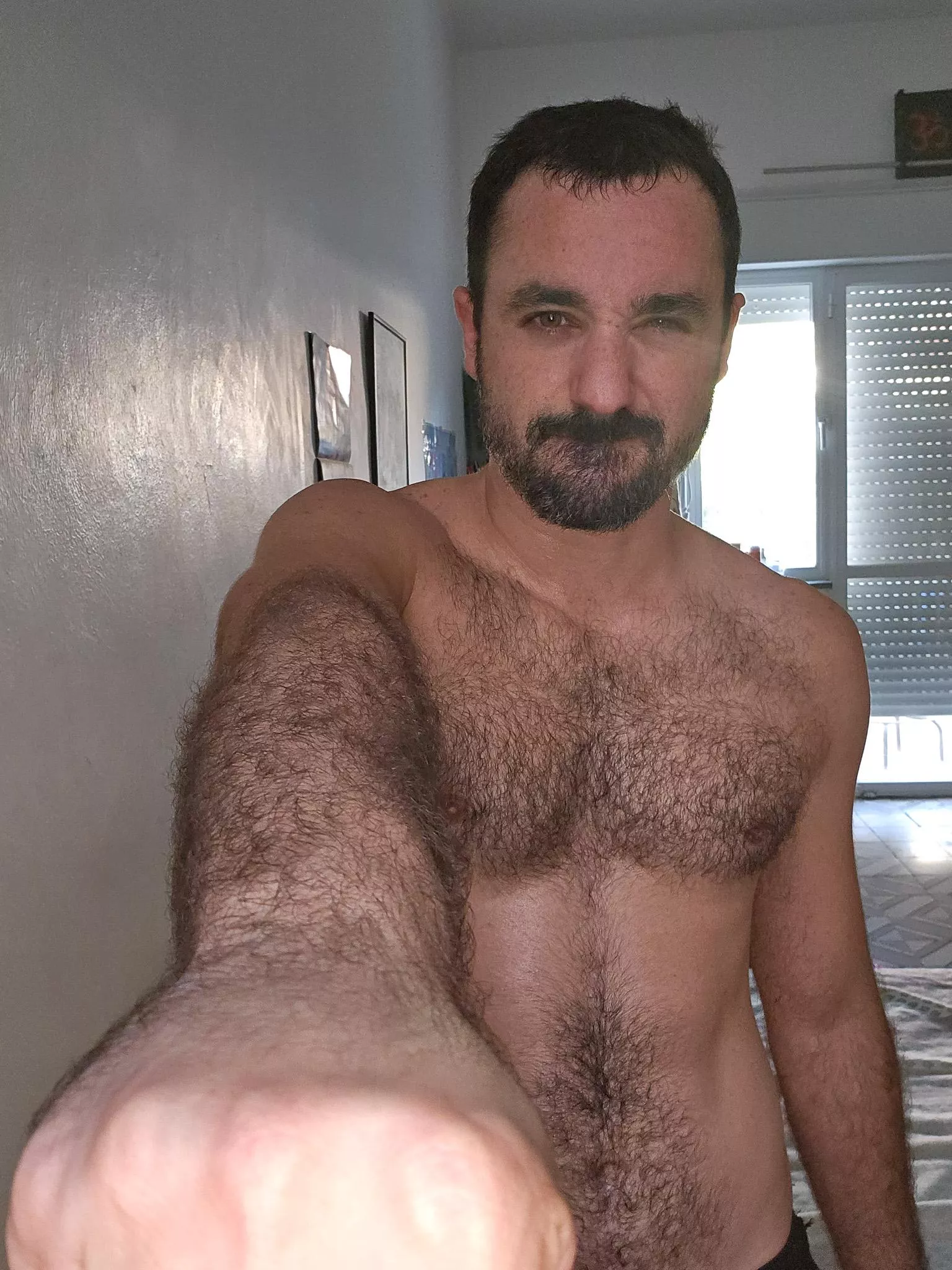 Sweating like hell... very hairy arm anyone?