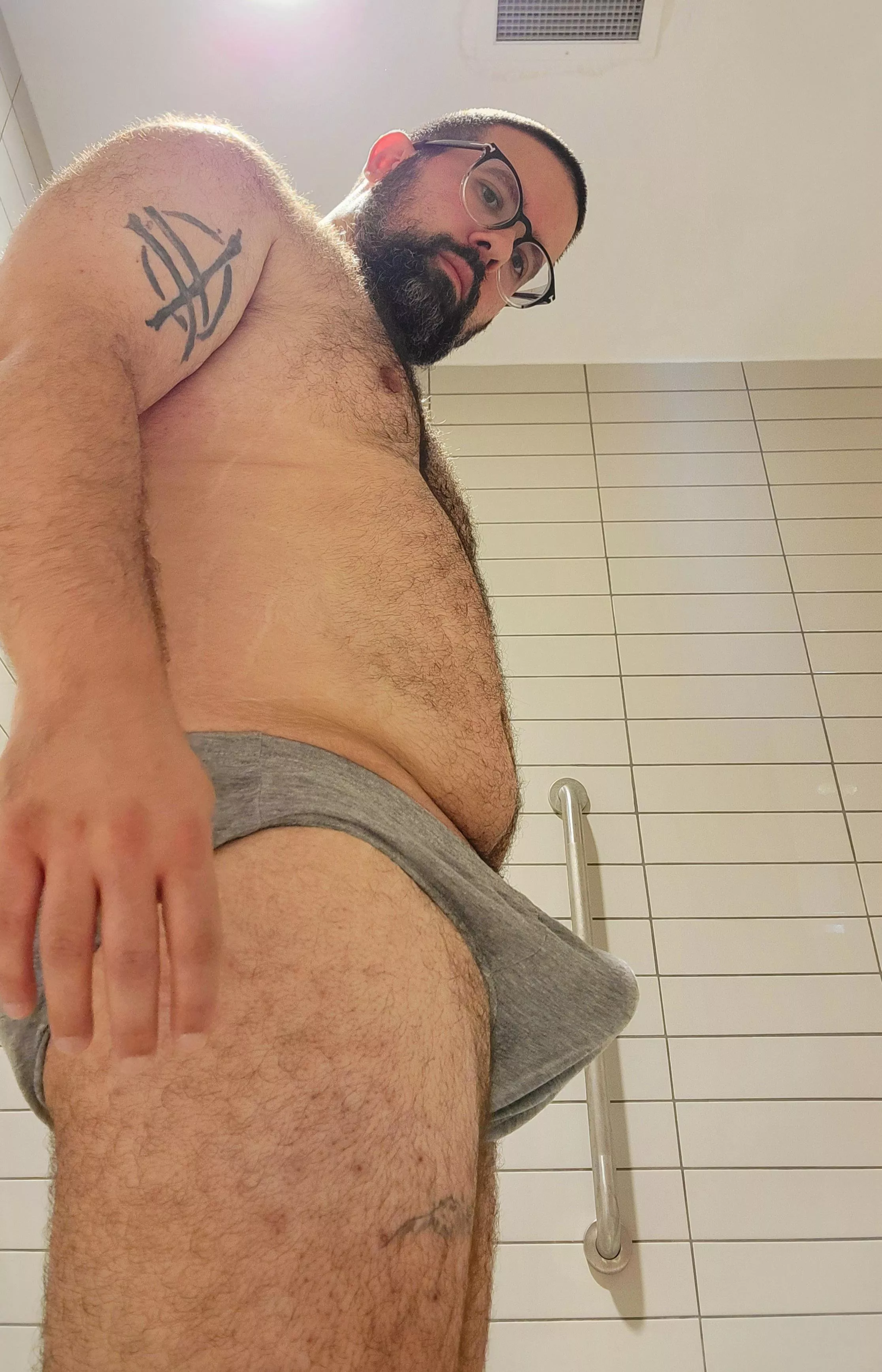 Trying to be quiet in the gym shower