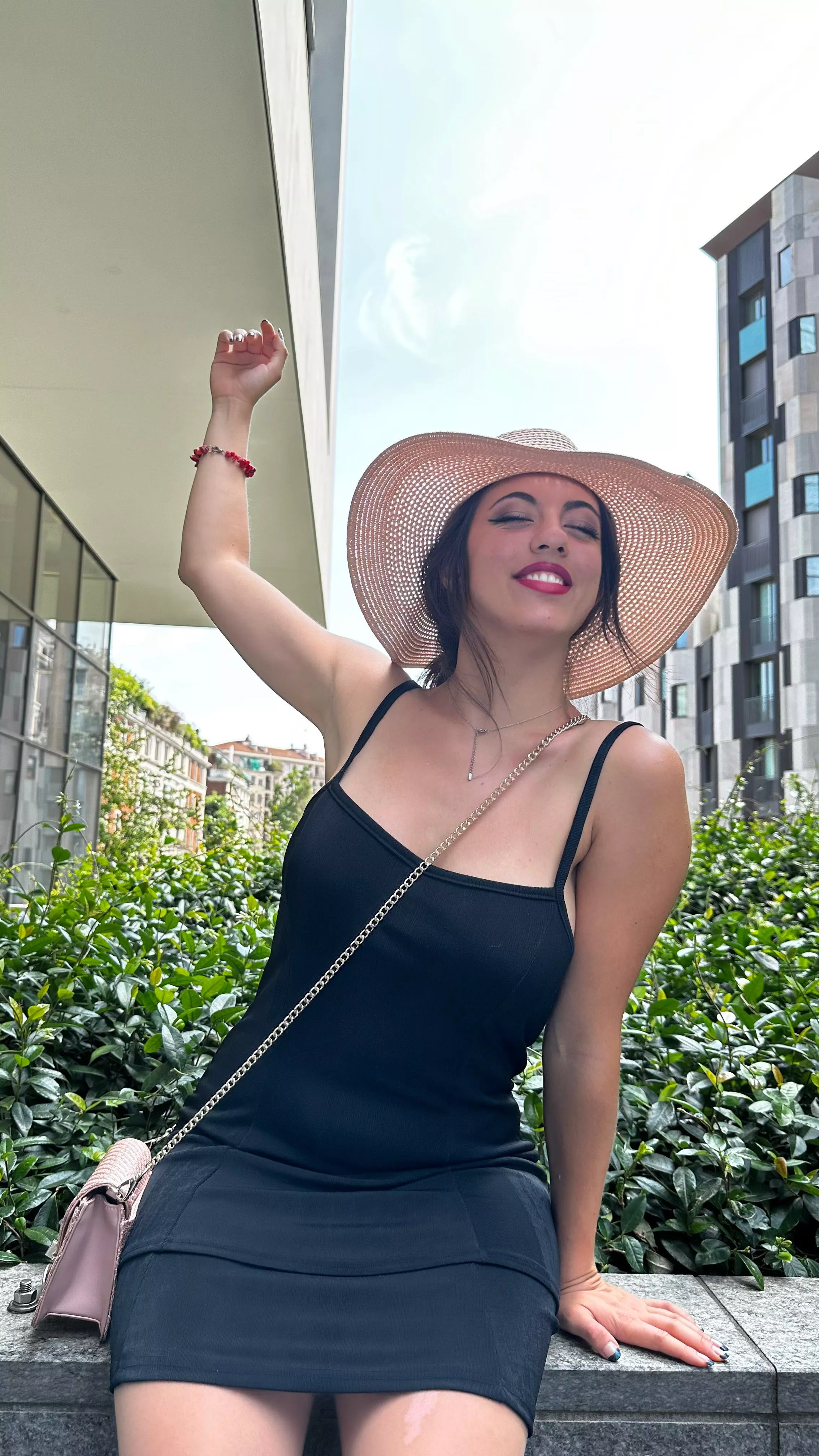 Your friendly neighbour girl wearing sundress without bra