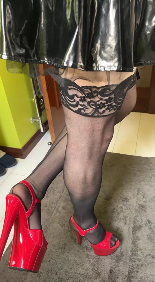 Pvc, heels and stockings what more can you want