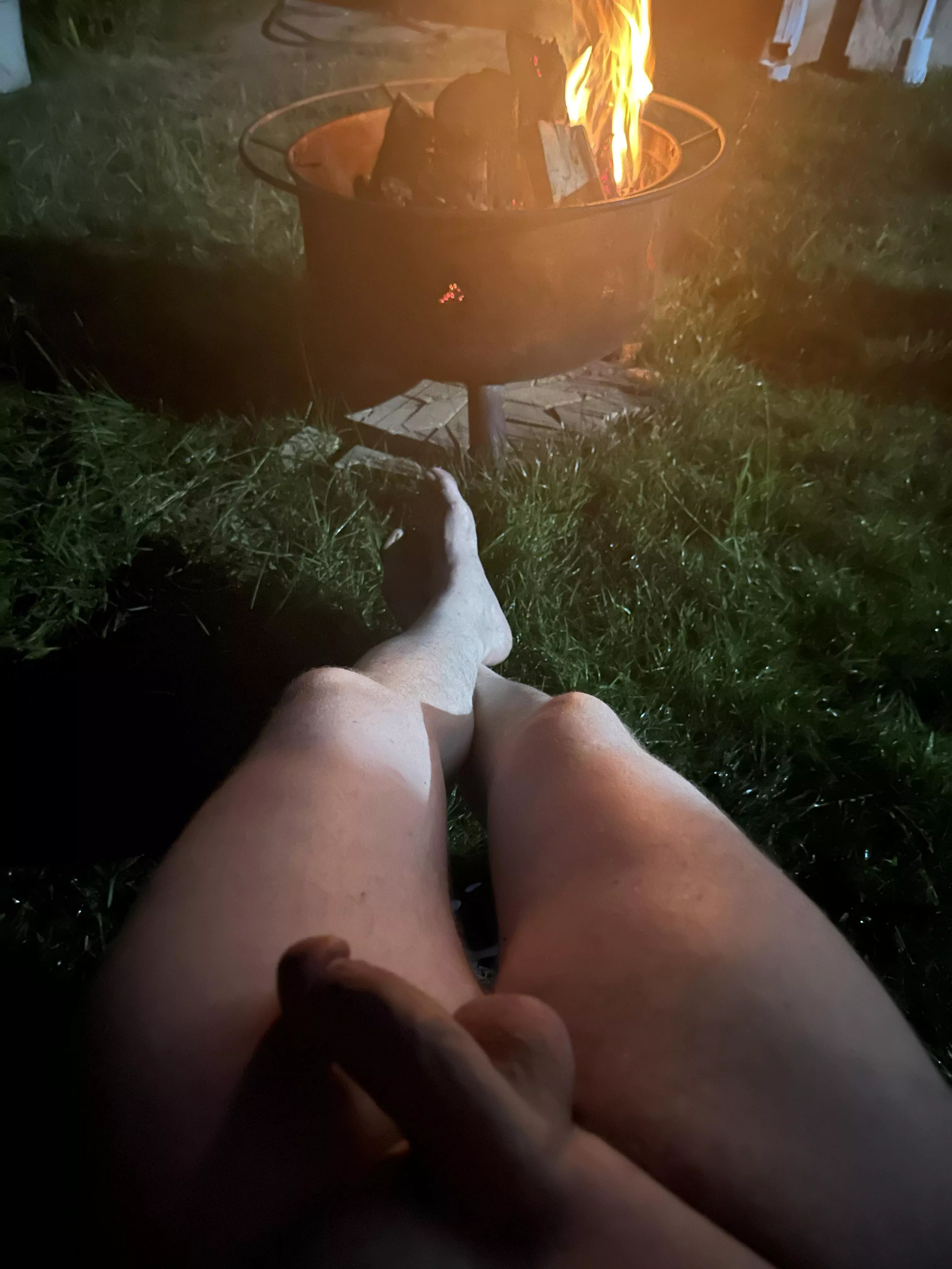 Relaxing by the fire