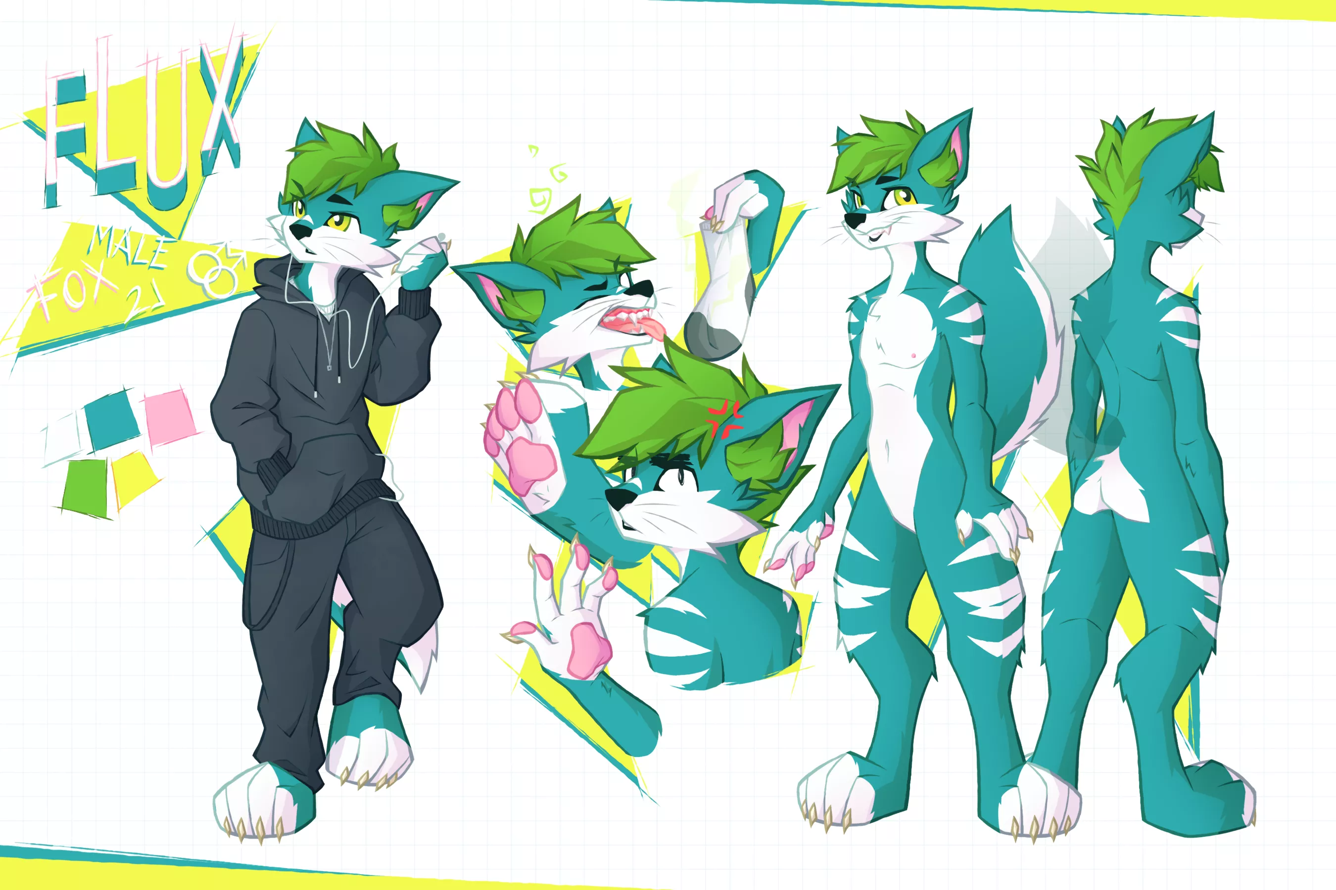Yo, I need to post here more often, ref sheet comm for u/BallOpener (art by me)