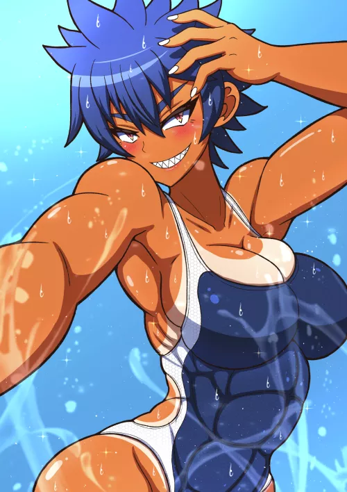 Blue-haired swimmer [Artist: Wade99]