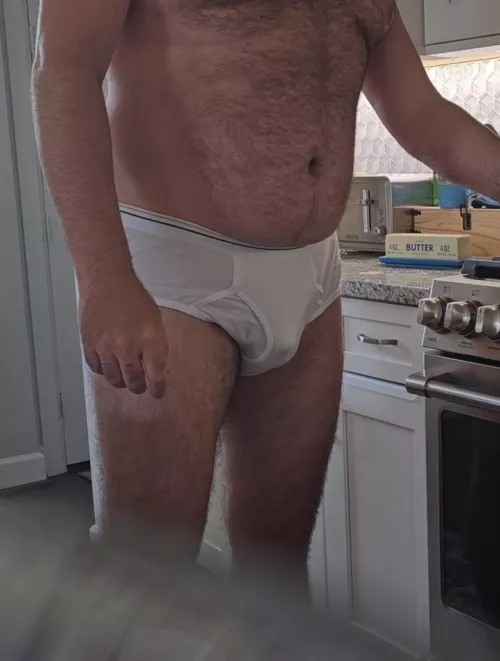 Breakfast bear in briefs