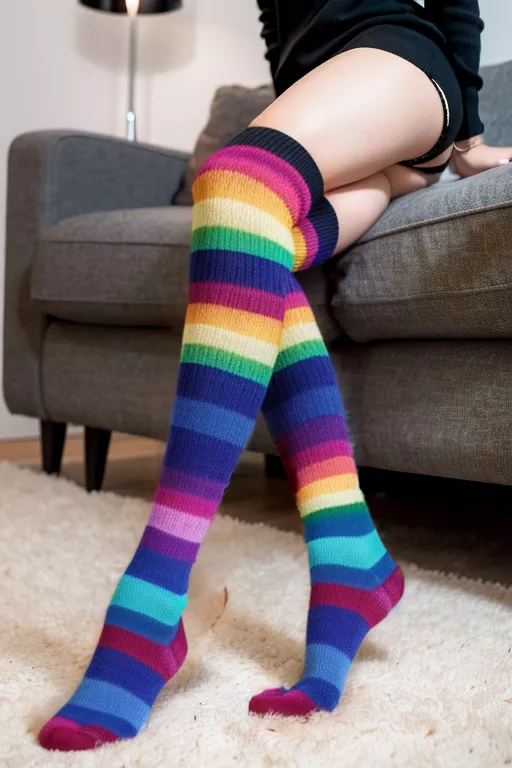 I hope my rainbow knee-socks will bright your day up. 💛