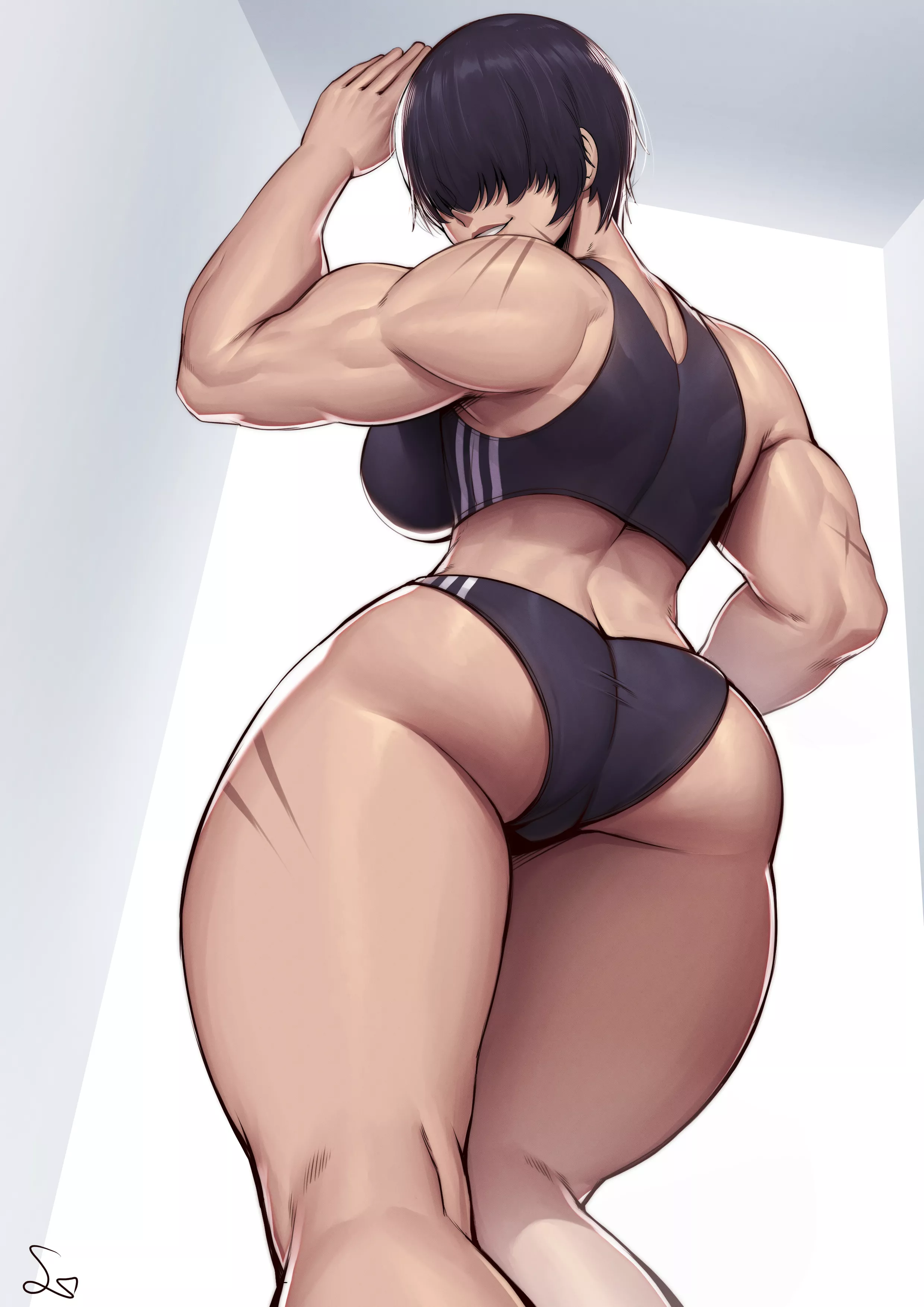 Muscular girl low angle [Artist: SpeedL00ver]